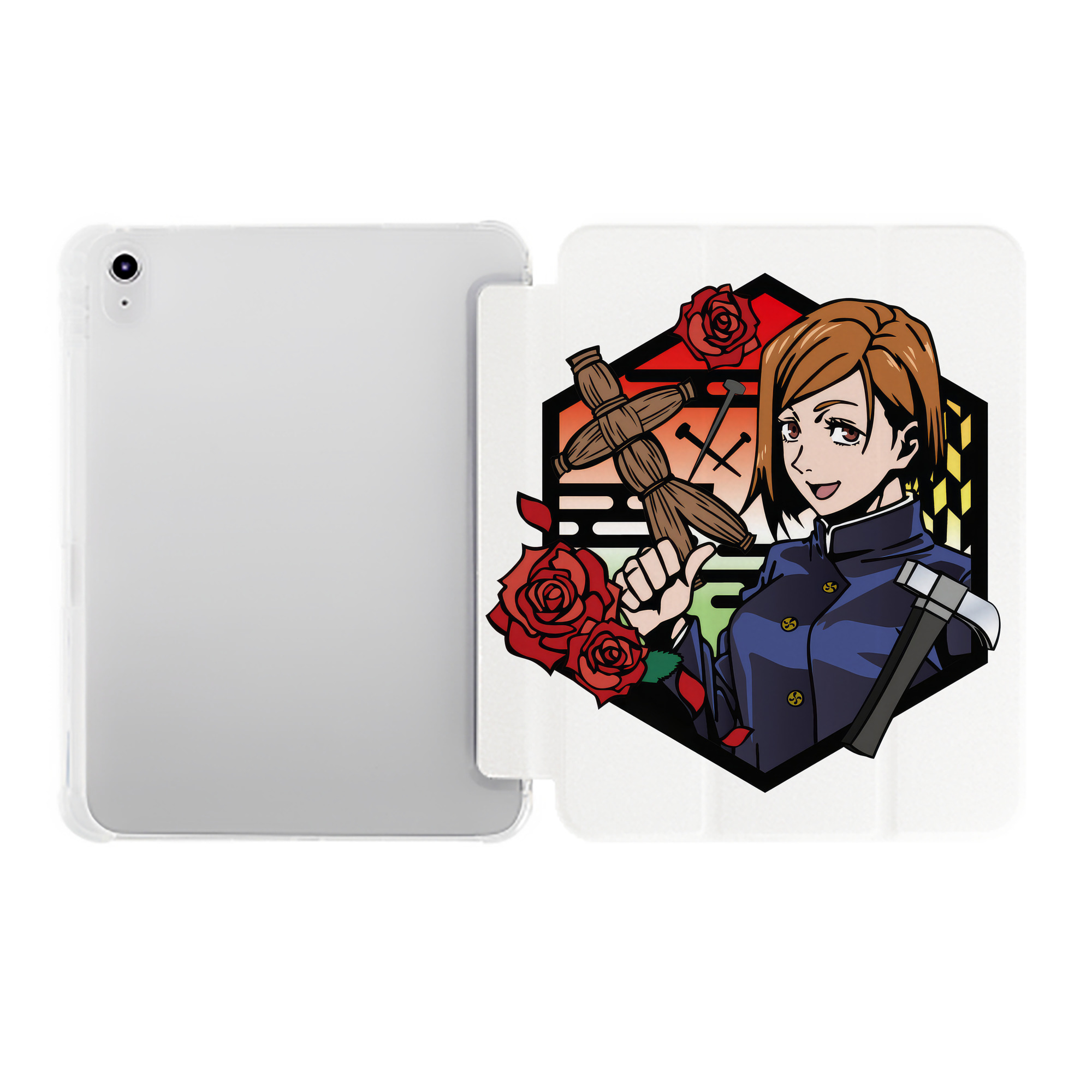 （画像用） 呪術廻戦 Jujutsu Kaisen IPad ケース ペン収納付き 三つ折りスタンド PUレザー×シリコン 対応機種9.5/10.5/10.9インチ